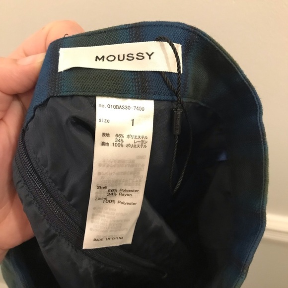 MOUSSY Plaid Skirt 1 Small blue green a-line pockets - Picture 7 of 9